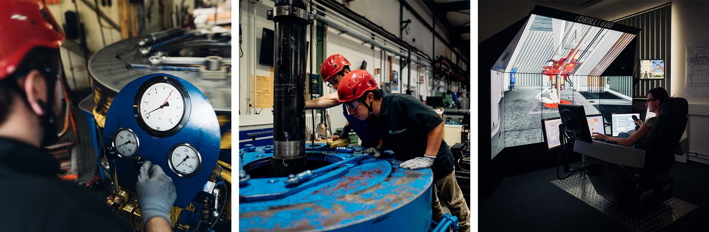 Drei zusammengeschnittene Bilder zeigen Eindrücke des Studiengangs Geo-Energy-Systems