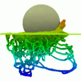 Ein Ball aus Würfeln mit zufälligen Linien